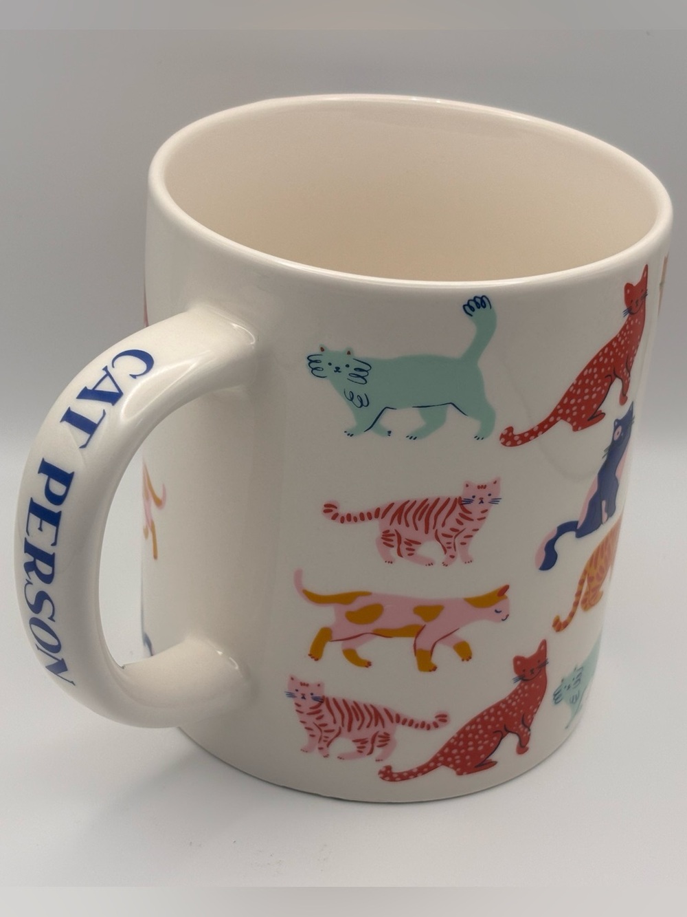 Large Colorful Cat Person Mug, Gift for Cat Lover, 16oz Coffee Cup, Parker Lane